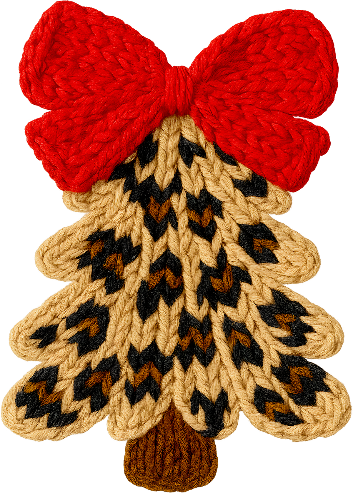 Faux Yarn Leopard Christmas Tree - Christmas Ready to Press DTF Transfer