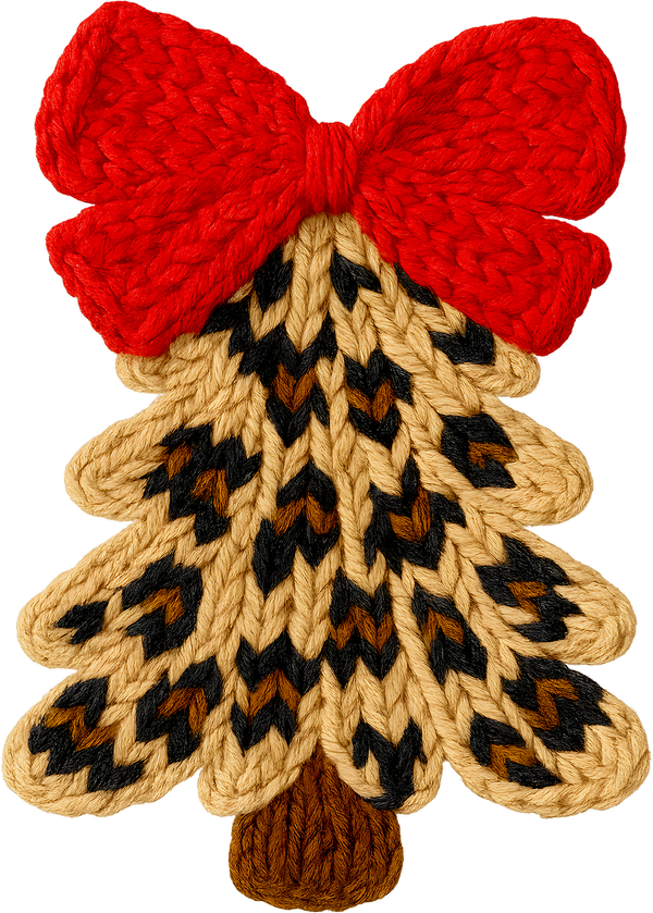 Faux Yarn Leopard Christmas Tree - Christmas Ready to Press DTF Transfer