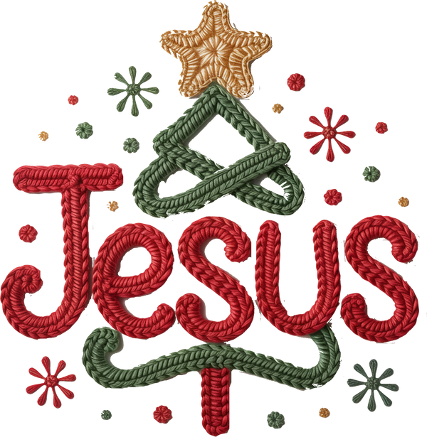 Faux Yarn Crochet Jesus - Christmas Ready to Press DTF Transfer