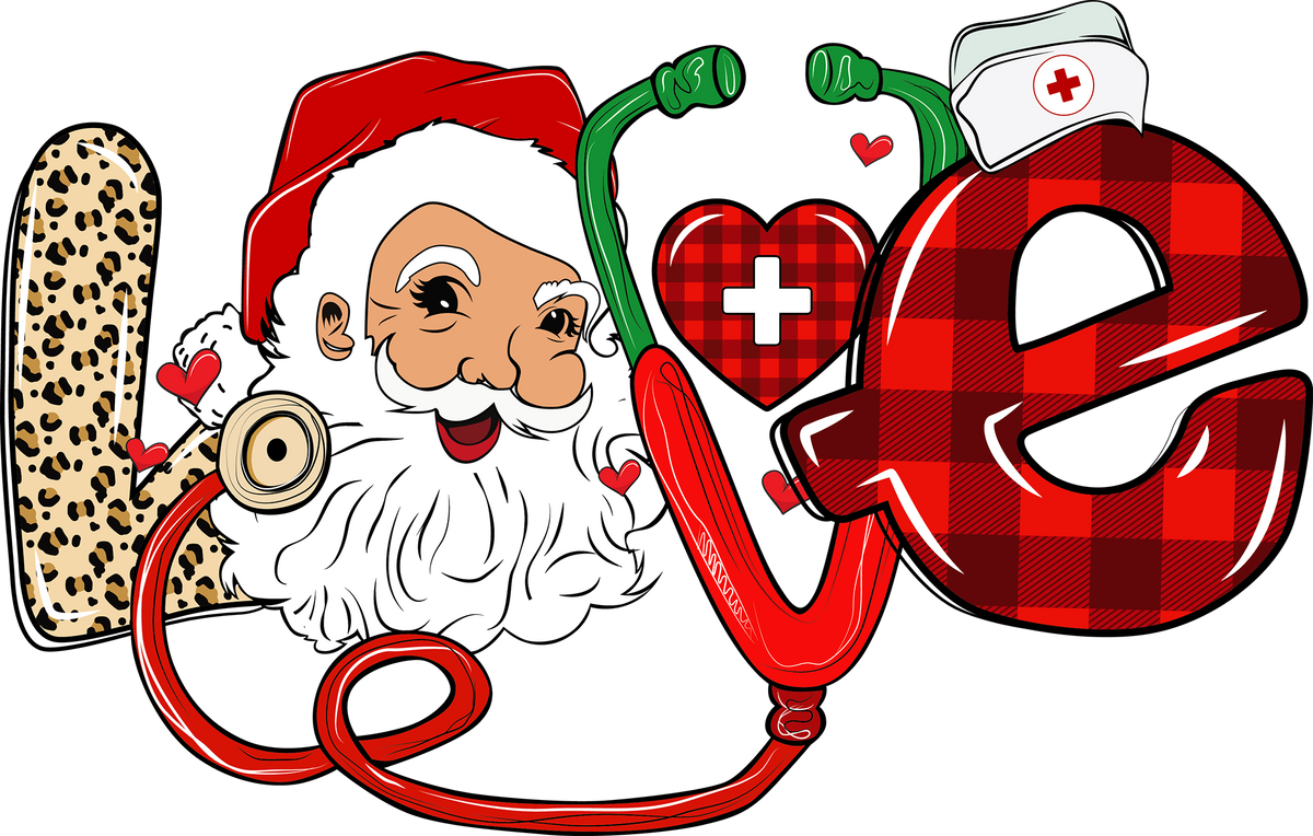 Christmas Santa Love Nurse - Christmas Ready to Press DTF Transfer