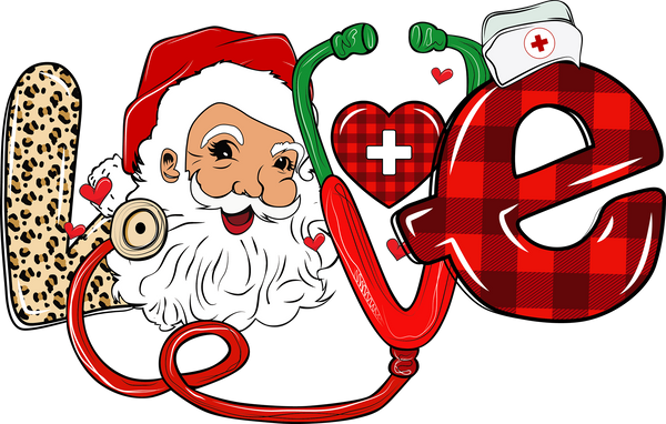 Christmas Santa Love Nurse - Christmas Ready to Press DTF Transfer