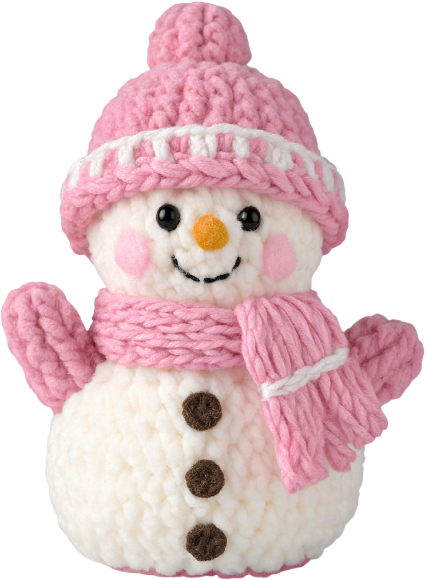 Faux Yarn Crochet Pink Snowman - Christmas Ready to Press DTF Transfer