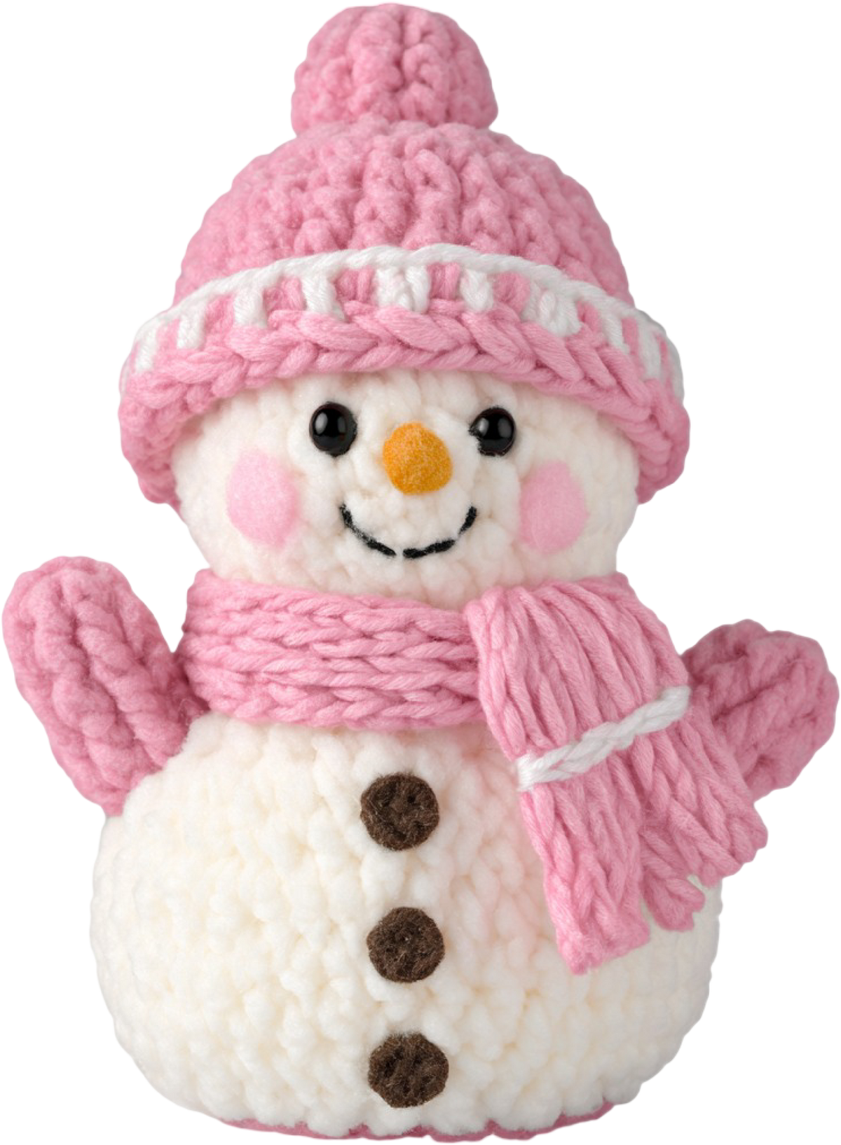 Faux Yarn Crochet Pink Snowman - Christmas Ready to Press DTF Transfer