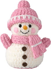 Faux Yarn Crochet Pink Snowman - Christmas Ready to Press DTF Transfer