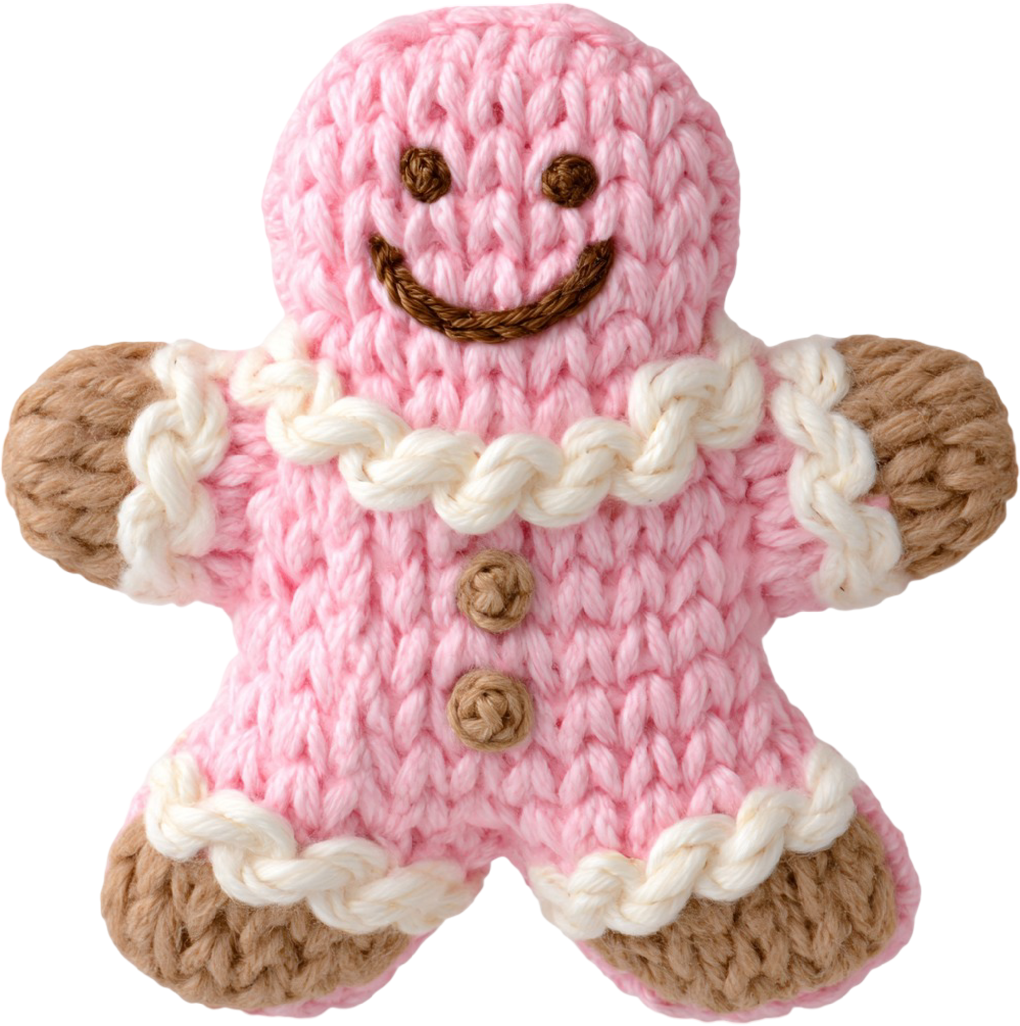 Faux Yarn Crochet Gingerbread Man - Christmas Ready to Press DTF Transfer