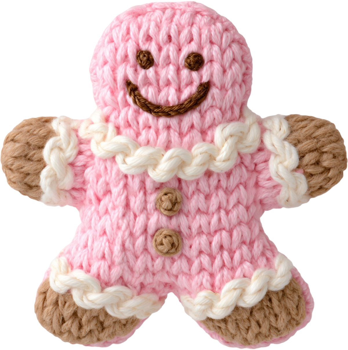 Faux Yarn Crochet Gingerbread Man - Christmas Ready to Press DTF Transfer