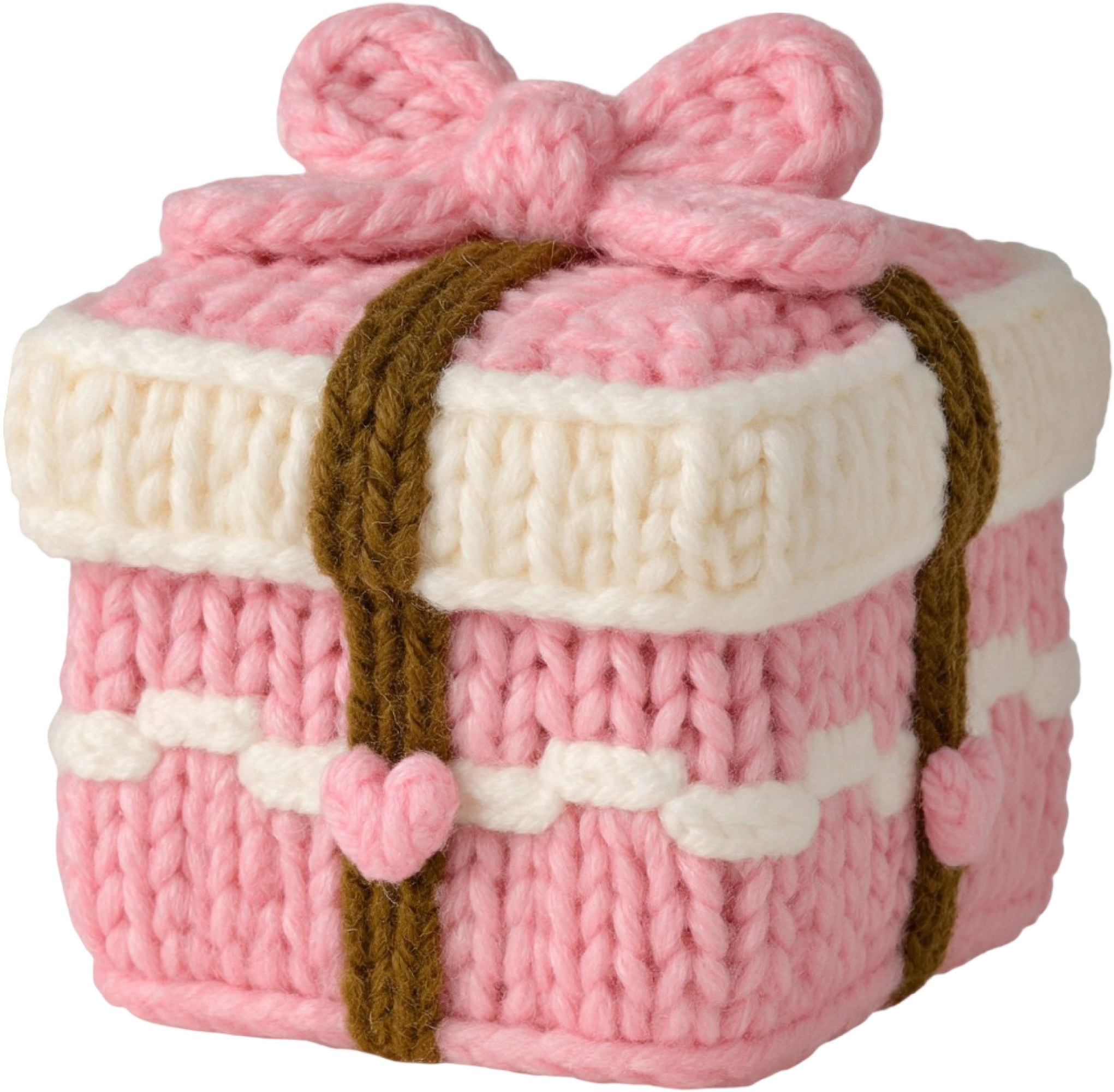 Faux Yarn Crochet Pink Christmas Giftbox - Christmas Ready to Press DTF Transfer