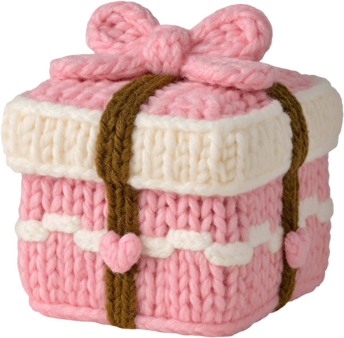 Faux Yarn Crochet Pink Christmas Giftbox - Christmas Ready to Press DTF Transfer