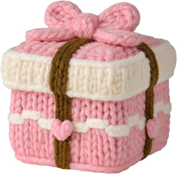 Faux Yarn Crochet Pink Christmas Giftbox - Christmas Ready to Press DTF Transfer