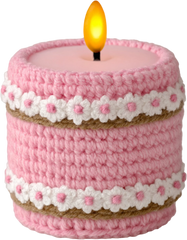 Faux Yarn Crochet Pink Candle - Christmas Ready to Press DTF Transfer
