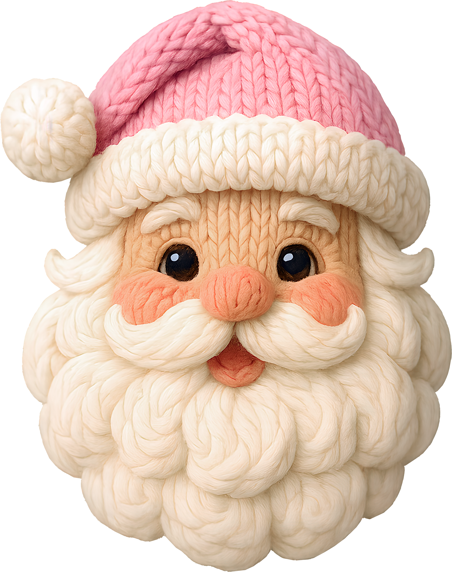 Faux Yarn Crochet Pink Santa - Christmas Ready to Press DTF Transfer