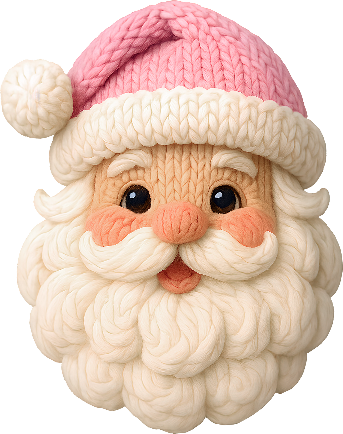 Faux Yarn Crochet Pink Santa - Christmas Ready to Press DTF Transfer