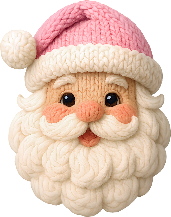 Faux Yarn Crochet Pink Santa - Christmas Ready to Press DTF Transfer