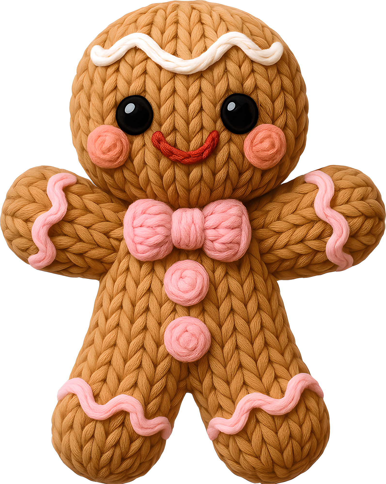 Faux Yarn Crochet Gingerbread Man - Christmas Ready to Press DTF Transfer