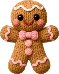 Faux Yarn Crochet Gingerbread Man - Christmas Ready to Press DTF Transfer