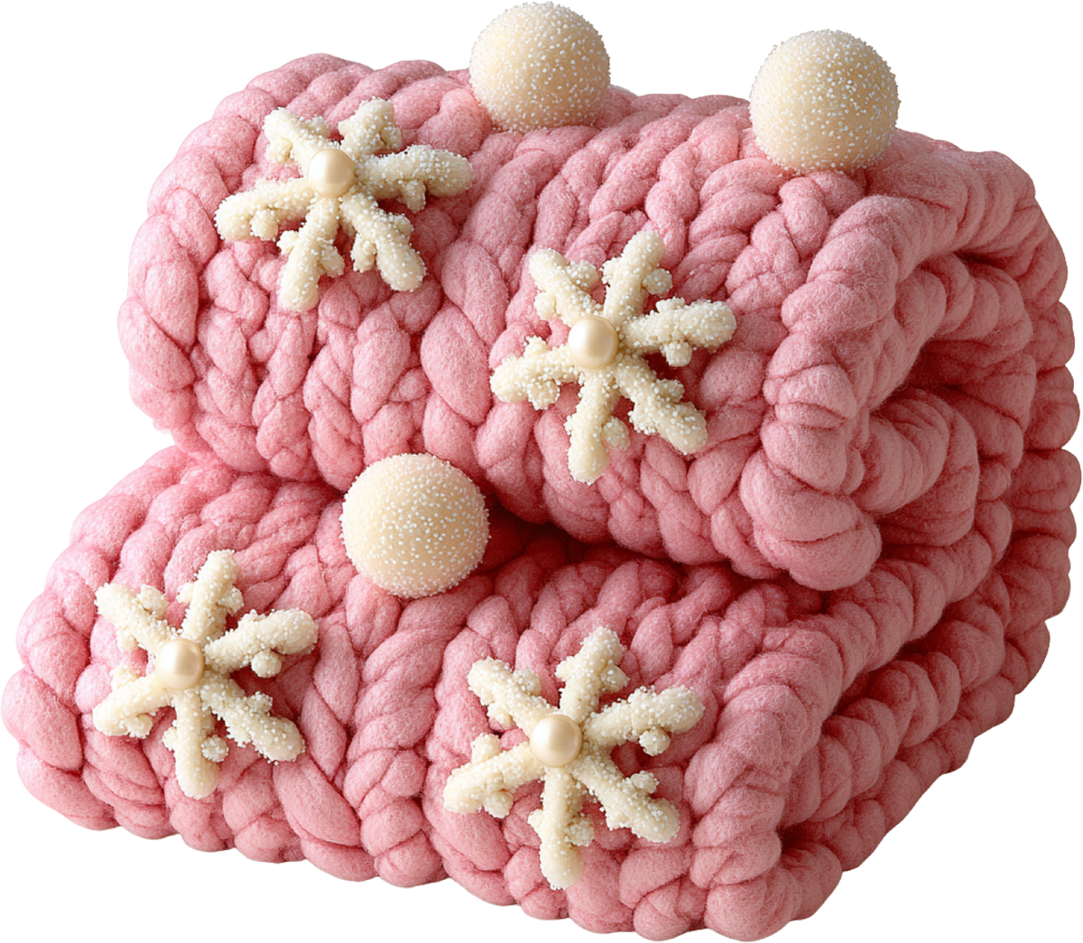 Faux Yarn Crochet Pink Blanket - Christmas Ready to Press DTF Transfer