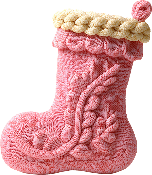 Faux Yarn Crochet Pink Socks - Christmas Ready to Press DTF Transfer