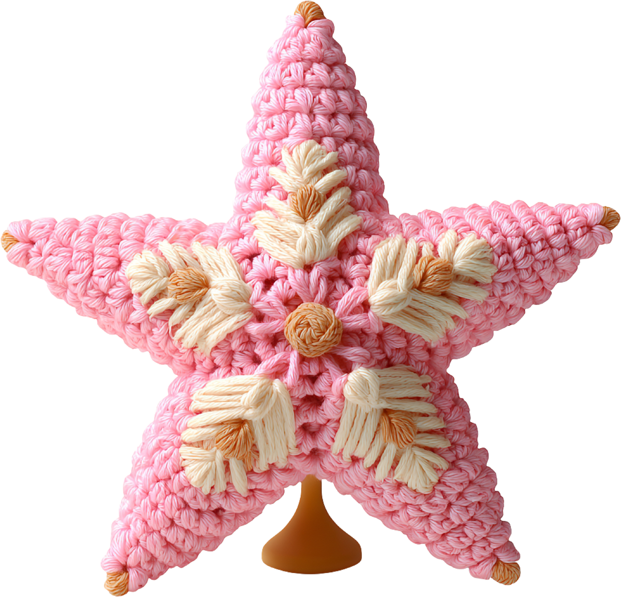Faux Yarn Crochet Pink Star - Christmas Ready to Press DTF Transfer