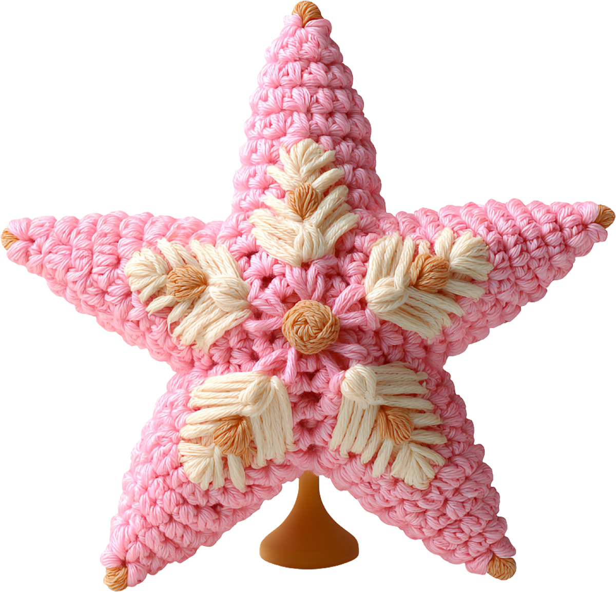 Faux Yarn Crochet Pink Star - Christmas Ready to Press DTF Transfer