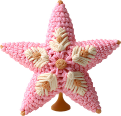 Faux Yarn Crochet Pink Star - Christmas Ready to Press DTF Transfer
