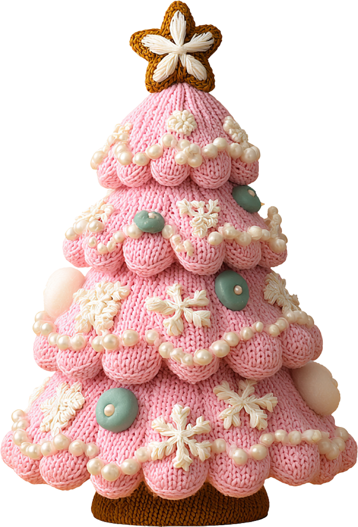 Faux Yarn Crochet Pink Christmas Tree - Christmas Ready to Press DTF Transfer