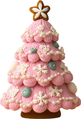 Faux Yarn Crochet Pink Christmas Tree - Christmas Ready to Press DTF Transfer