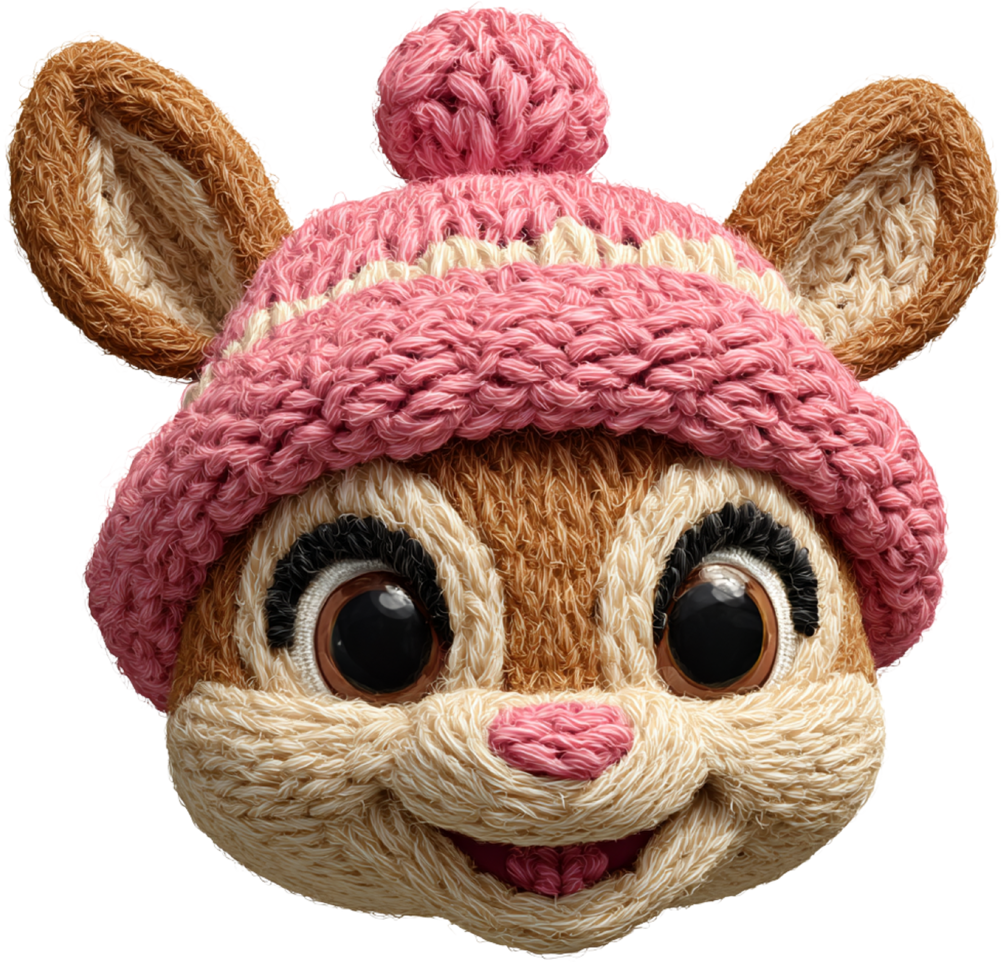 Faux Yarn Crochet Pink Reindeer - Christmas Ready to Press DTF Transfer