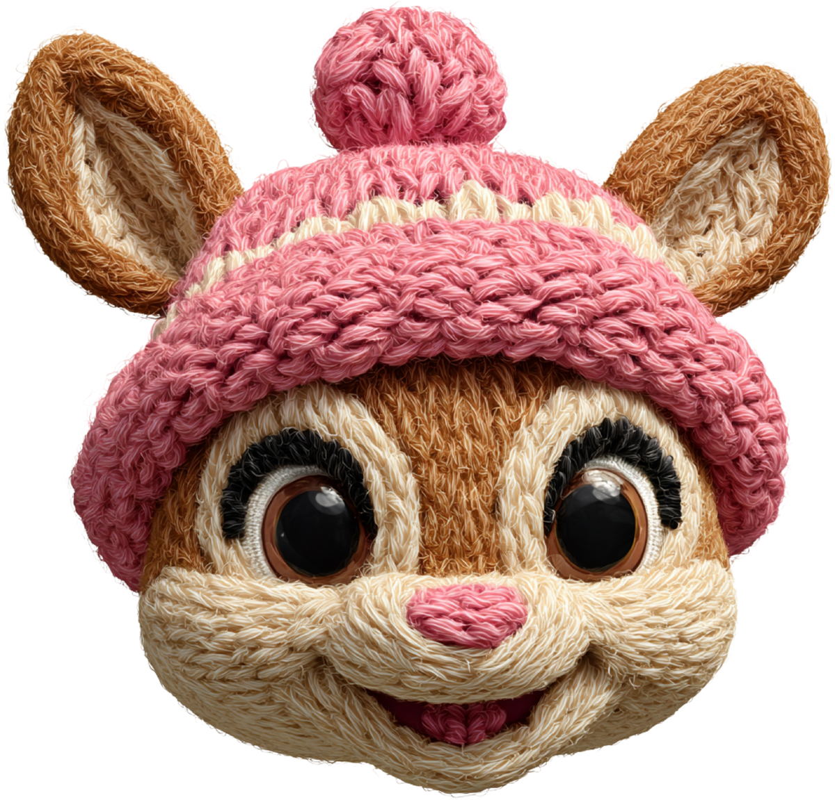 Faux Yarn Crochet Pink Reindeer - Christmas Ready to Press DTF Transfer