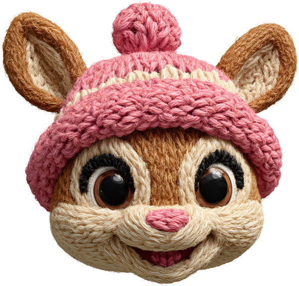 Faux Yarn Crochet Pink Reindeer - Christmas Ready to Press DTF Transfer