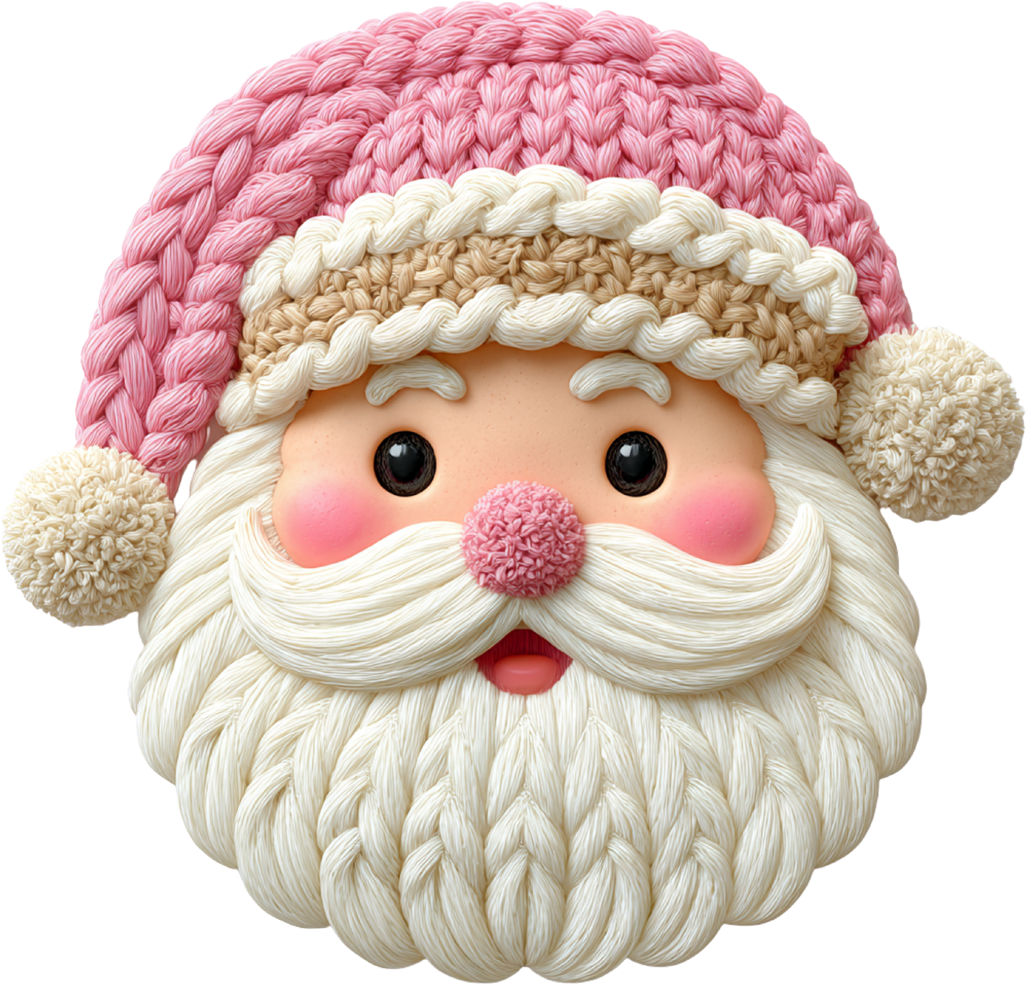Faux Yarn Crochet Pink Santa - Christmas Ready to Press DTF Transfer
