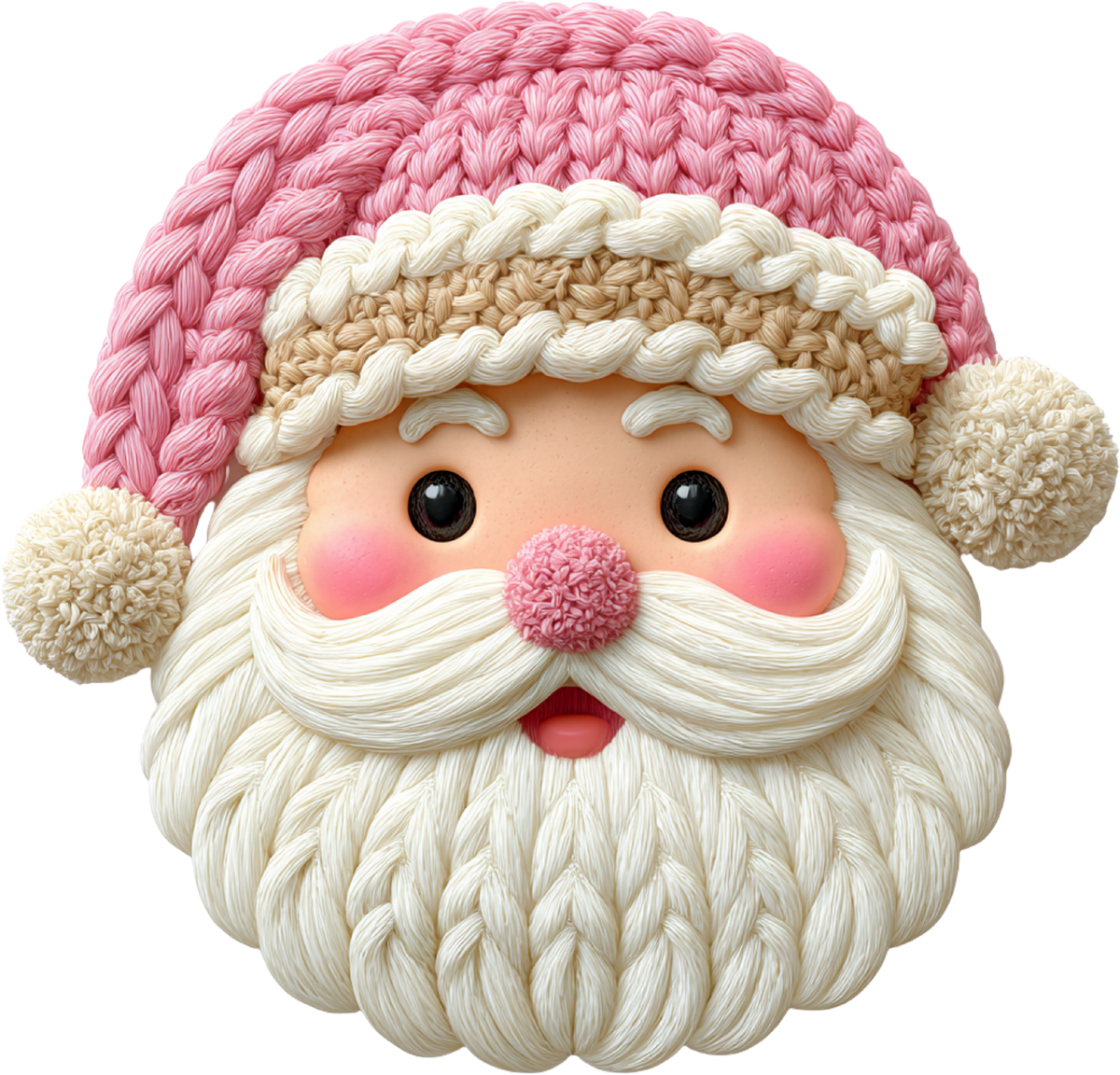 Faux Yarn Crochet Pink Santa - Christmas Ready to Press DTF Transfer