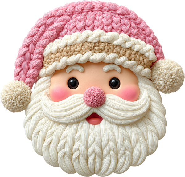 Faux Yarn Crochet Pink Santa - Christmas Ready to Press DTF Transfer