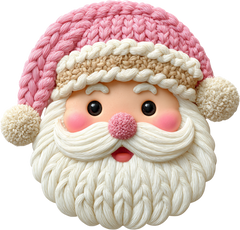 Faux Yarn Crochet Pink Santa - Christmas Ready to Press DTF Transfer