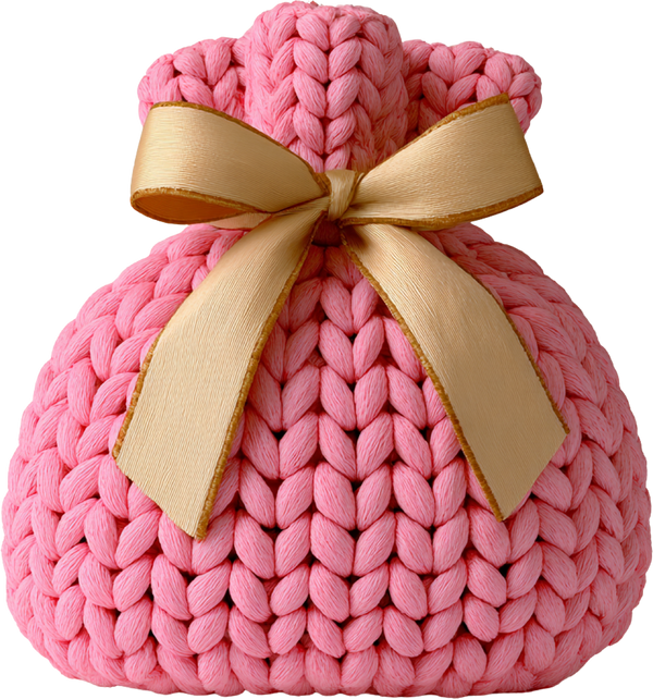 Faux Yarn Crochet Pink Pouch - Christmas Ready to Press DTF Transfer