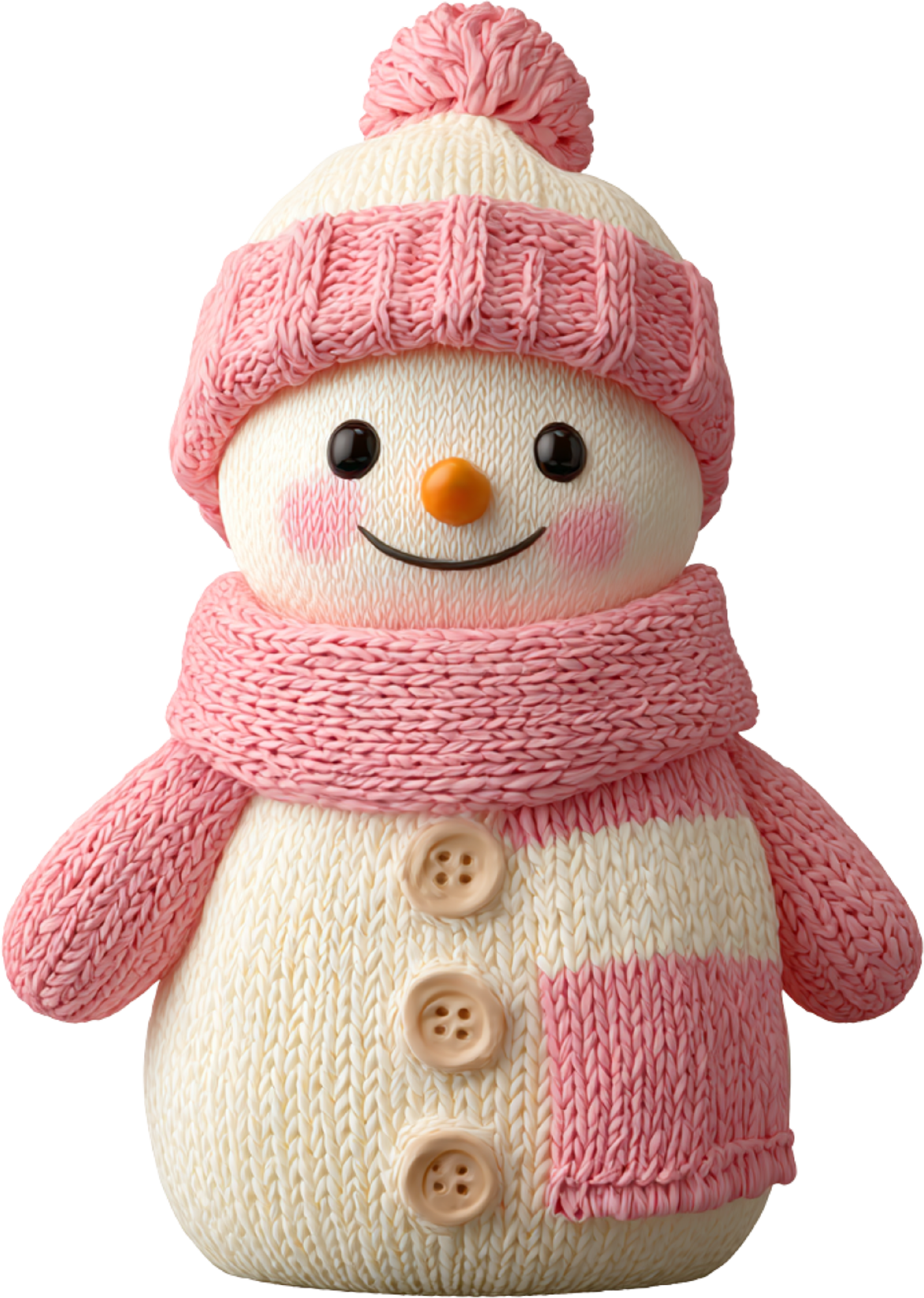 Faux Yarn Crochet Pink Snowman - Christmas Ready to Press DTF Transfer
