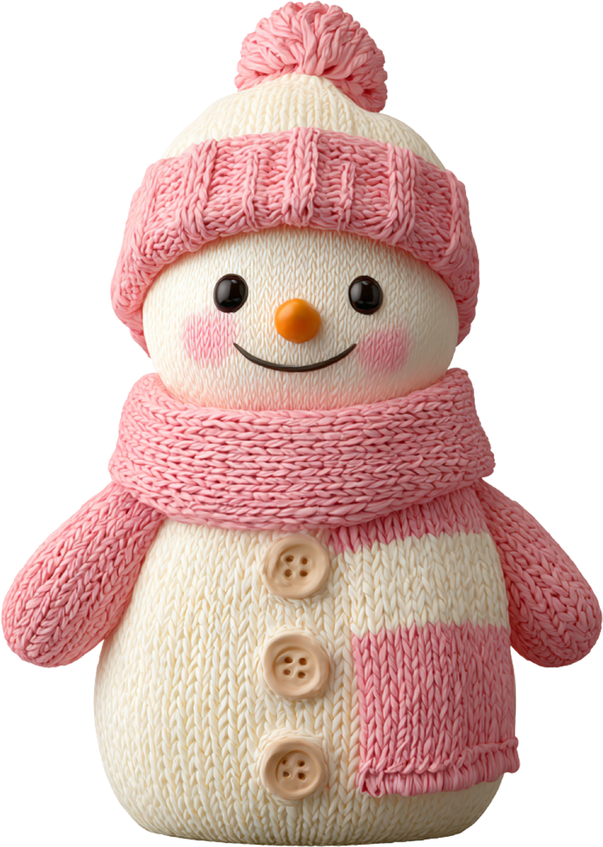 Faux Yarn Crochet Pink Snowman - Christmas Ready to Press DTF Transfer