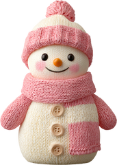 Faux Yarn Crochet Pink Snowman - Christmas Ready to Press DTF Transfer