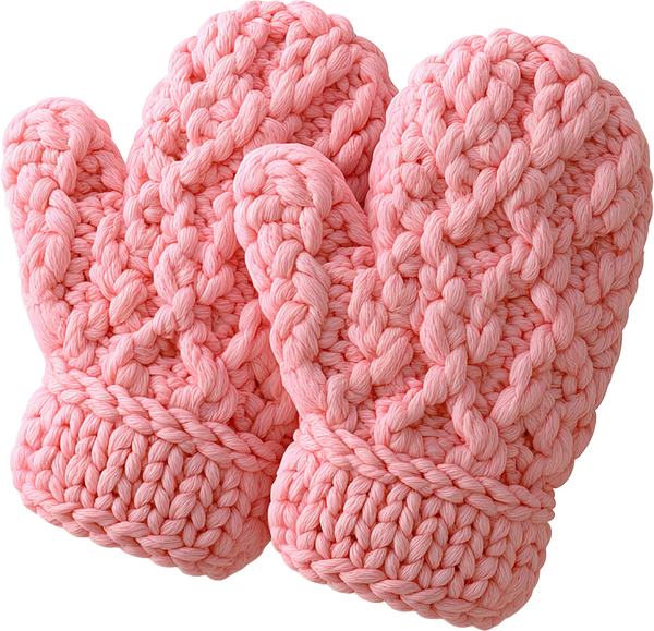 Faux Yarn Crochet Pink Glove - Christmas Ready to Press DTF Transfer