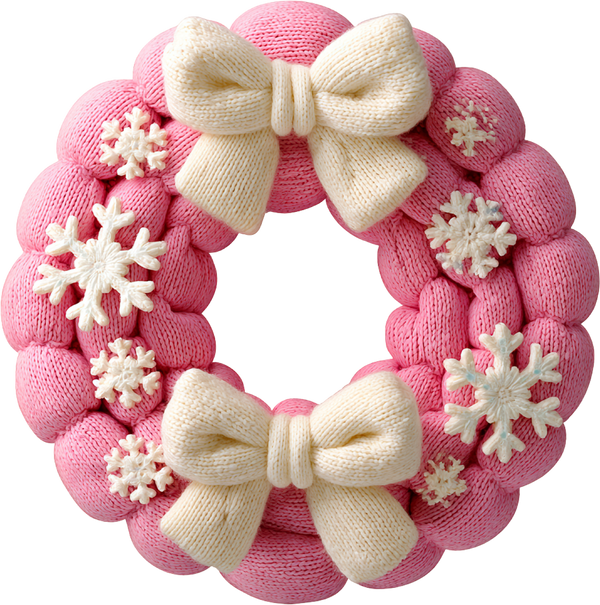 Faux Yarn Crochet Pink Christmas - Christmas Ready to Press DTF Transfer