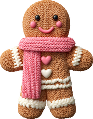 Faux Yarn Crochet Pink Gingerbread Man - Christmas Ready to Press DTF Transfer