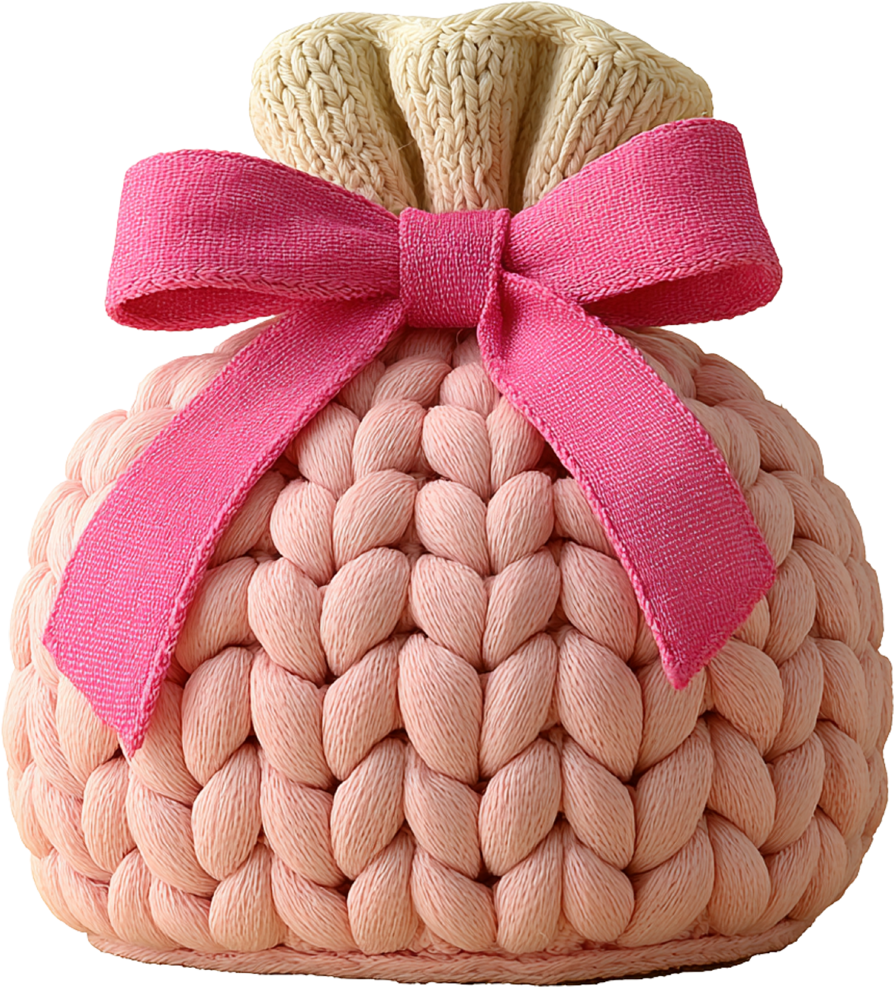 Faux Yarn Crochet Pink Pouch - Christmas Ready to Press DTF Transfer