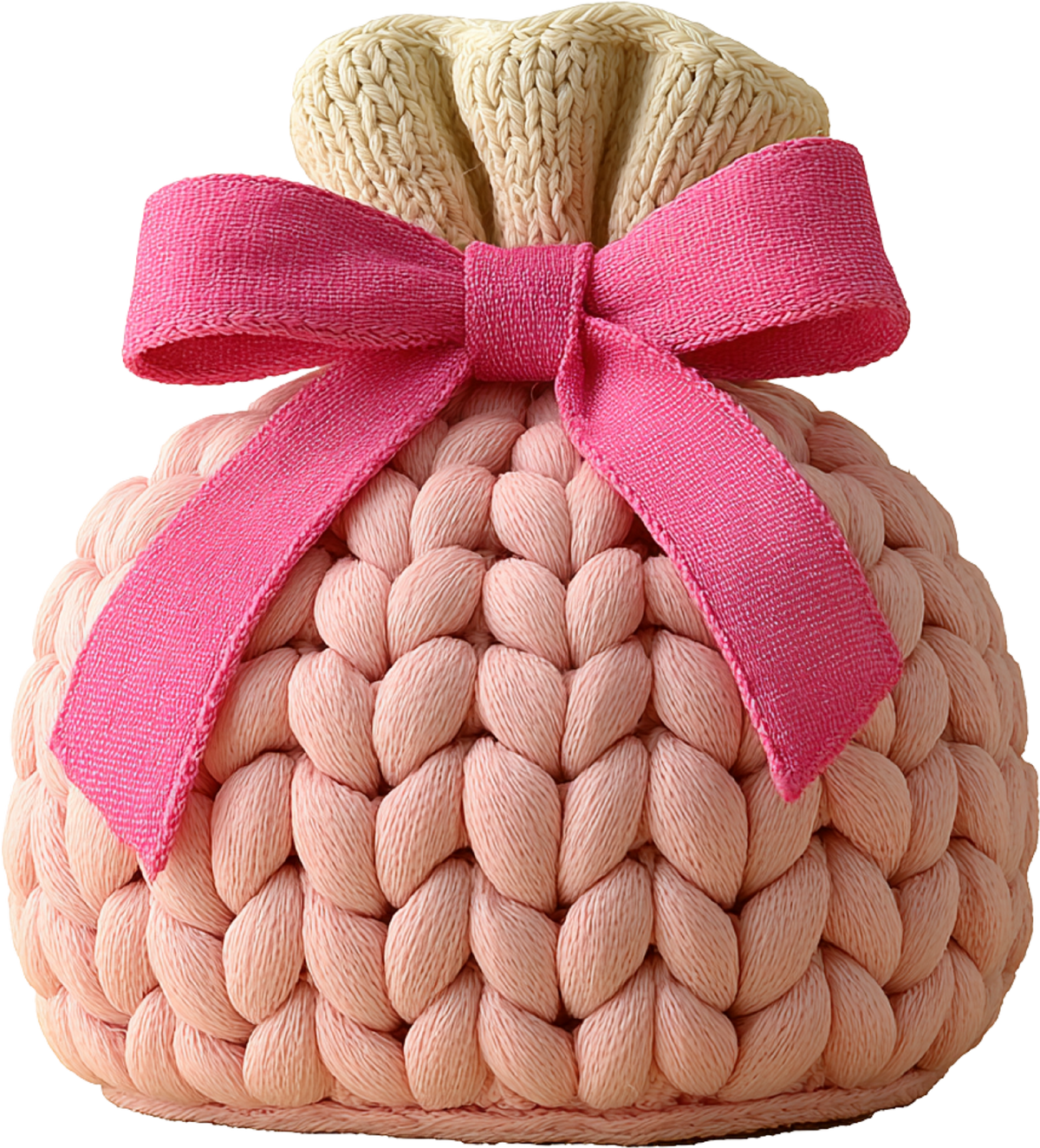 Faux Yarn Crochet Pink Pouch - Christmas Ready to Press DTF Transfer