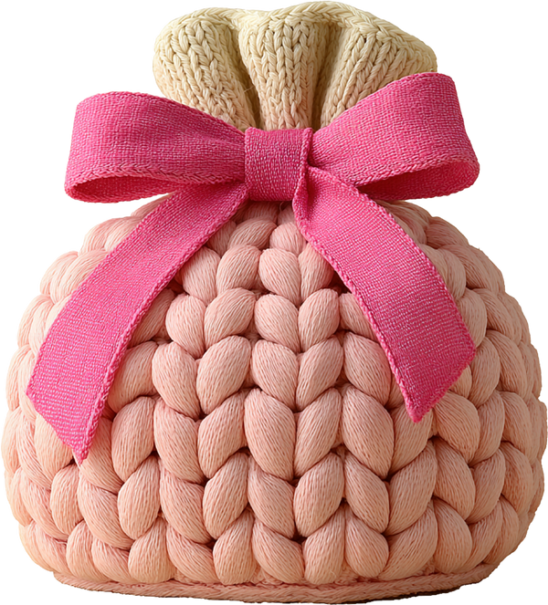 Faux Yarn Crochet Pink Pouch - Christmas Ready to Press DTF Transfer