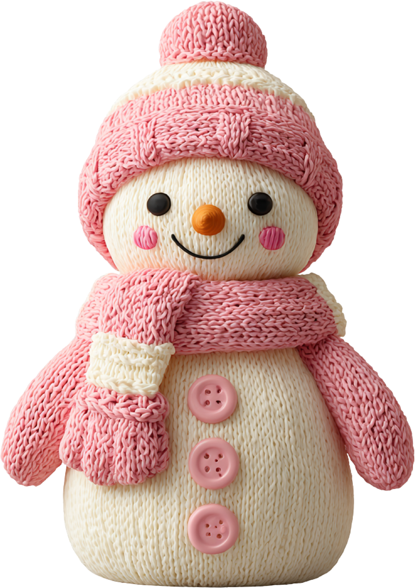 Faux Yarn Crochet Pink Snowman - Christmas Ready to Press DTF Transfer