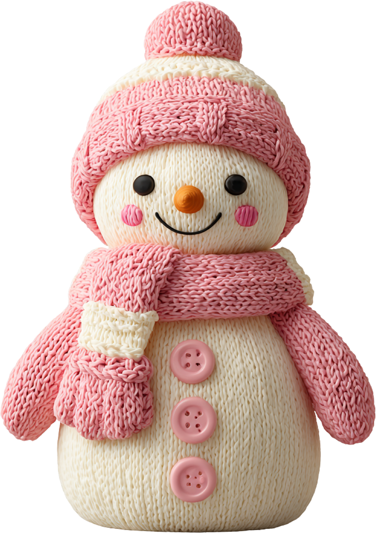 Faux Yarn Crochet Pink Snowman - Christmas Ready to Press DTF Transfer