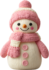 Faux Yarn Crochet Pink Snowman - Christmas Ready to Press DTF Transfer