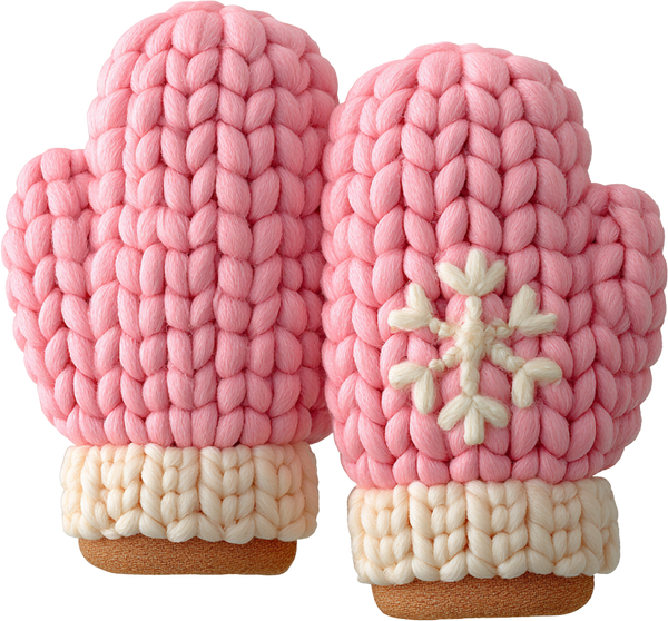 Faux Yarn Crochet Pink Glove - Christmas Ready to Press DTF Transfer