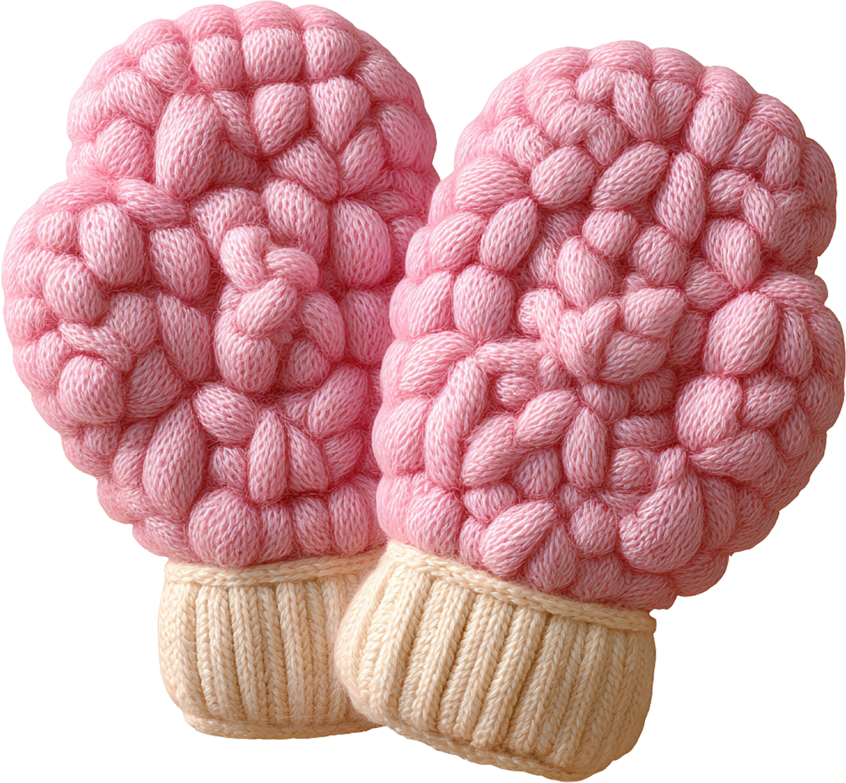 Faux Yarn Crochet Pink Glove - Christmas Ready to Press DTF Transfer