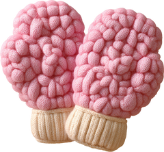 Faux Yarn Crochet Pink Glove - Christmas Ready to Press DTF Transfer