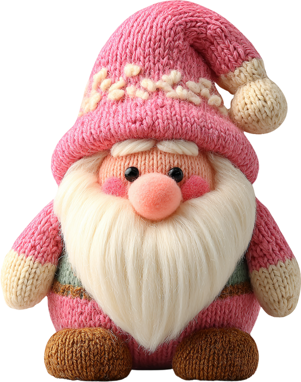 Faux Yarn Crochet Pink Gnomies - Christmas Ready to Press DTF Transfer